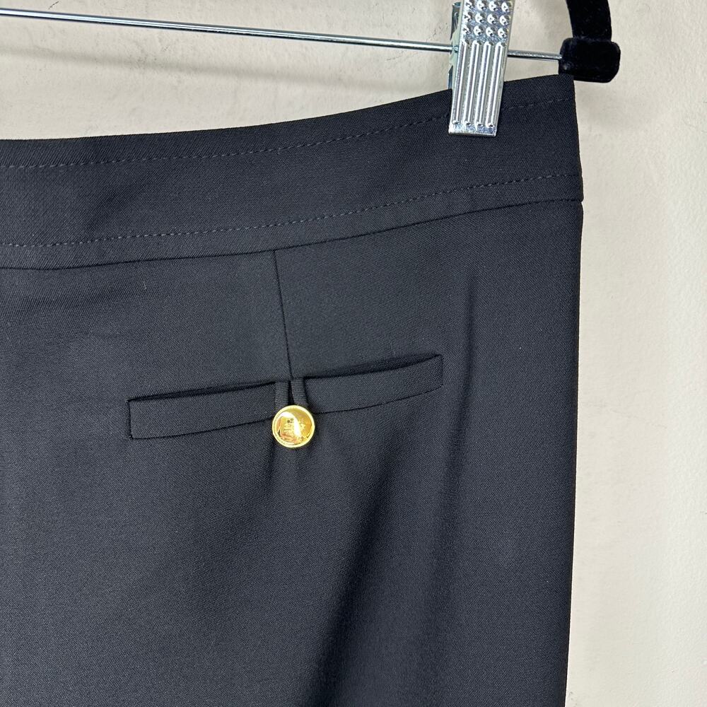 Trina Turk Fete High Rise Ponte Knit Gold Button Side Straight Leg Pants Trouser - Picture 11 of 15
